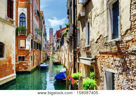 The Rio Di San Cassiano Canal And Medieval Houses, Venice, Italy