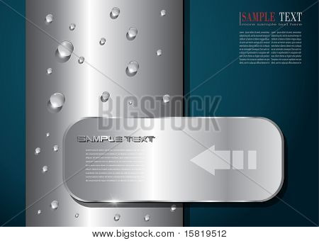 abstract background metallic with water drops, vector.