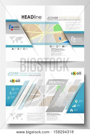 Business templates for bi fold brochure, magazine, flyer, booklet or annual report. Cover design template, easy editable blank, abstract flat layout in A4 size. City map with streets. Flat design template for tourism businesses, abstract vector illustrati