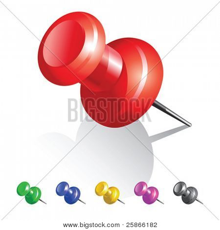 vector illustration of push pin collection