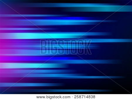 Abstract Blue Background With Light Horizontal Lines. Speed Motion Design. Dynamic Sport Texture. Te