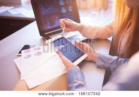 Business People Meeting Planning Analysis Statistics Brainstorming.Finance strategy statistics success concept