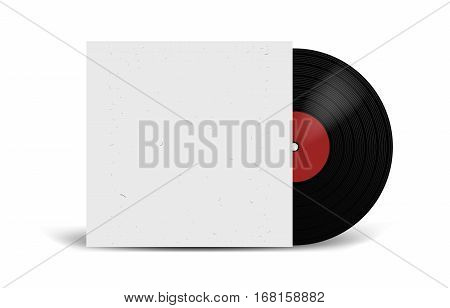 Realistic Vinyl Record with Cover Mockup. Disco party. Retro design. Front view