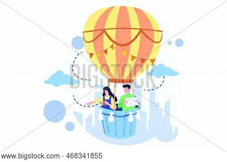 Man And Woman In A Hot Air Balloon