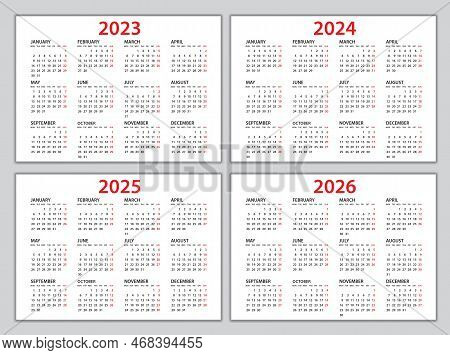 Calendar 2023, 2024, 2025, 2026 Template, Planner 2023, 2024, 2025, 2026 Year, Wall Calendar 2023, 2