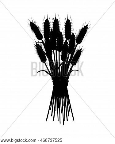 Spikelet Of Wheat Silhouette. Poster Or Banner For Website. Flour Products. Minimalist Logotype And 