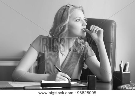 Beautiful Business Woman In Chair