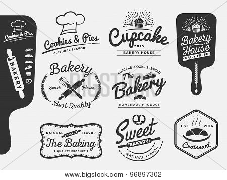 Set of bakery and bread logo labels design for sweets shop, bakery shop