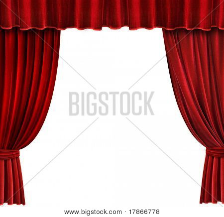 Red Velvet Theater curtains over white background