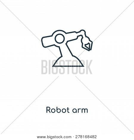 Robot Arm Icon In Trendy Design Style. Robot Arm Icon Isolated On White Background. Robot Arm Vector