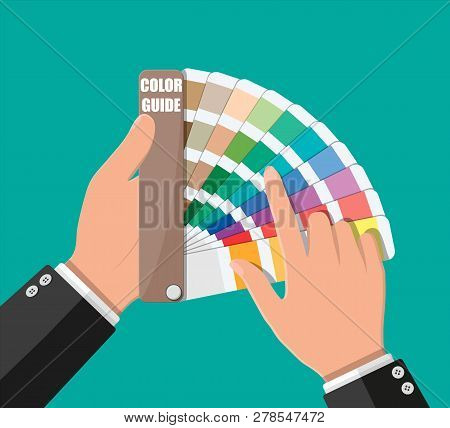 Color Swatch. Color Palette Guide In Hand. Colorful Scale. Rainbow Tool For Designer, Photographer, 