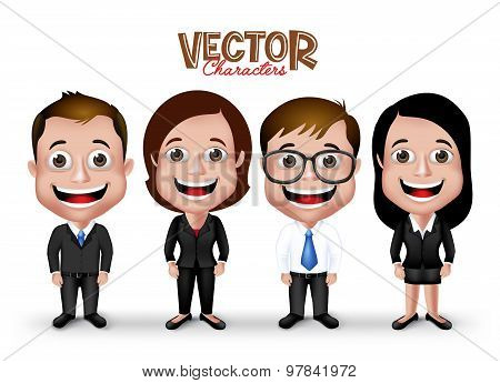 Set of Realistic 3D Professional Man and Woman Characters Happy Smiling