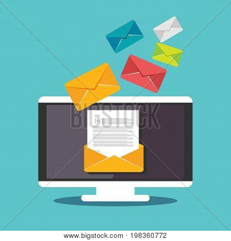 Email illustration. Sending or receiving email concept illustration. flat design. Email marketing.