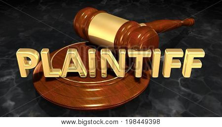 Plaintiff Legal Gavel Concept 3D Illustration
