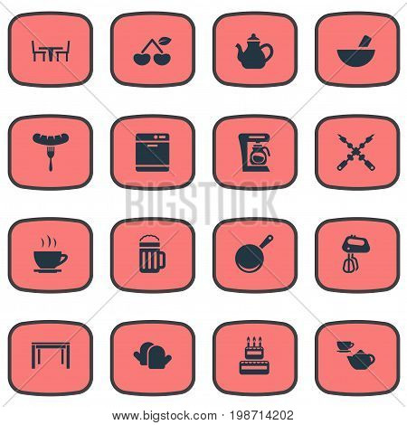 Vector Illustration Set Of Simple Kitchen Icons