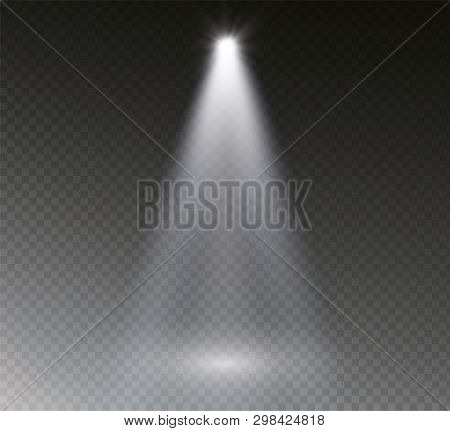 The Spotlight Shines On The Stage. Light Exclusive Use Lens Flash Light Effect. Light From A Lamp Or