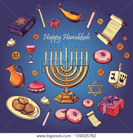 Happy Hanukkah holiday greeting background