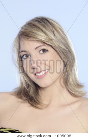 Young Blond Caucasian Smilling Woman