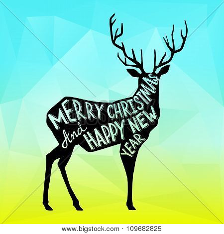 Square New Year design with deer