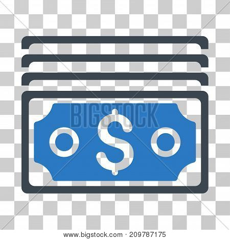 Dollar Banknotes icon. Vector illustration style is flat iconic bicolor symbol, smooth blue colors, transparent background. Designed for web and software interfaces.