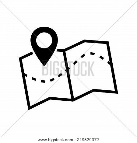 Map icon. Vector image of a location map icon. Search pointer on navigation icon isolated on white. Line symbol location map marker