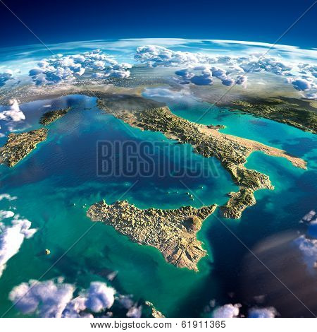 Fragments Of The Planet Earth. Italy And The Mediterranean Sea