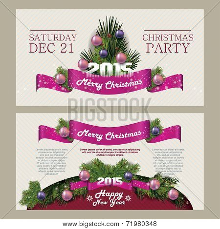 Merry Christmas and Happy New Year Card. Christmas party. 2015. Invitation Merry Christmas.Typography.