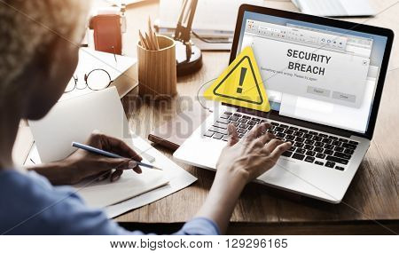 Security Breach Cyber Attack Computer Crime Password Concept