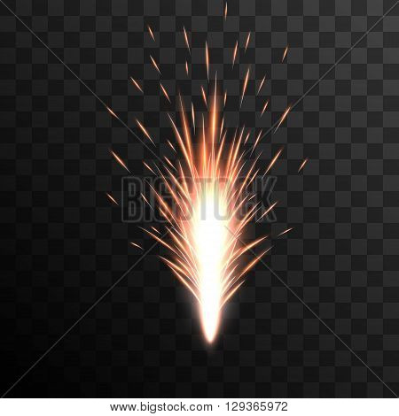 Fountain firework vector effect isolated on transparent background. Festive firework salute. Vector firework. Firework explodes. Vector illustration of firework. Vector spark effect. Sparks explosion.