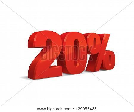 20 percent off, sale background, object 3D. Eps10 Vector.