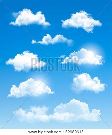 Set of transparent different clouds. Vector. 