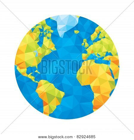 Globe map - abstract geometric vector illustration. Globe polygonal illustration. Design element.