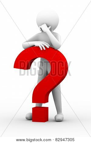 3D Confused Person With Question Mark Illustration