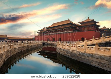 Forbidden City In Beijing ,china. Forbidden City Is A Palace Complex And Famous Destination In Centr