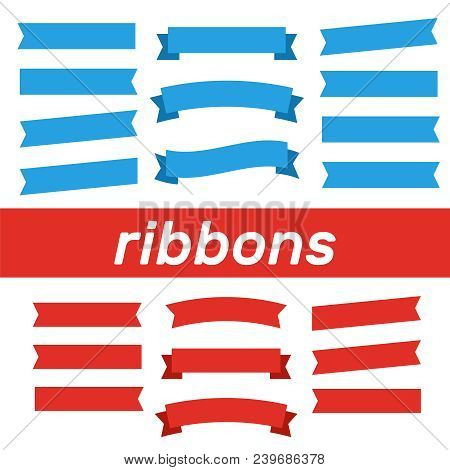 Cartoon Banners And Comic Ribbons. Colored Banner Ribbon. Banner Ribbon Vector Set