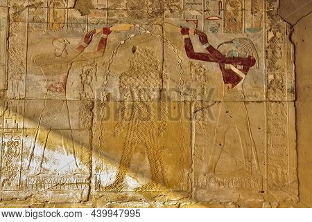 Relief Scene The Purification Of The Hatshepsut By Horus And Thot, Sanctuary Sacred Boats, Karnak Te