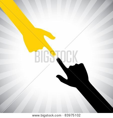 Vector Icon Of Two Hands Touching Each Other With Compassion, Care