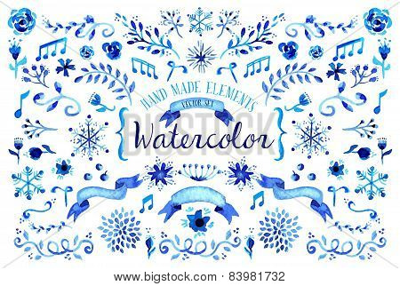 Watercolor Floral Set Illustration