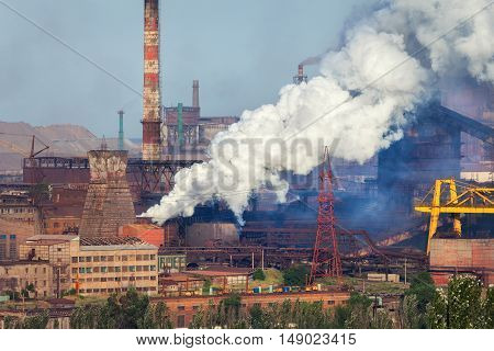 Steel Mill, Metallurgy Plant. Heavy Industry Factory