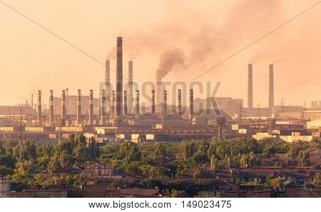 Steel Mill, Metallurgy Plant. Heavy Industry Factory