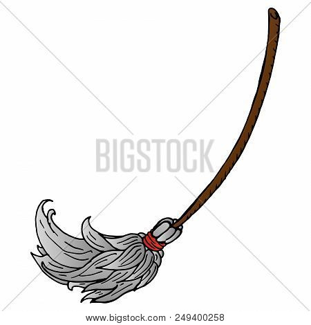 Broom, A Mop. Vector Illustration Of An Icon, A Mop Logo, A Broom. Hand Drawn Broom, A Mop For Clean