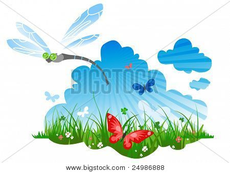 summer meadow with a dragonfly