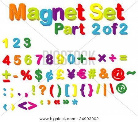 Vector Magnets Set (Part 2 of 2) - Numbers, Maths, Currencies & Punctuation Marks