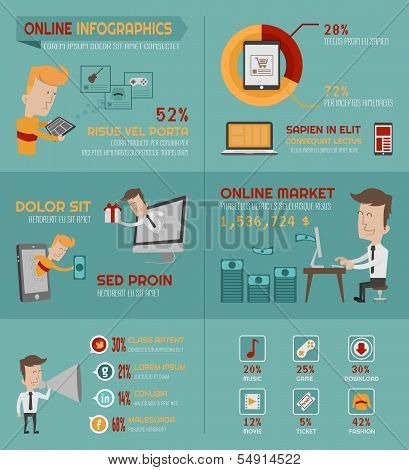 Online shopping infographics elements