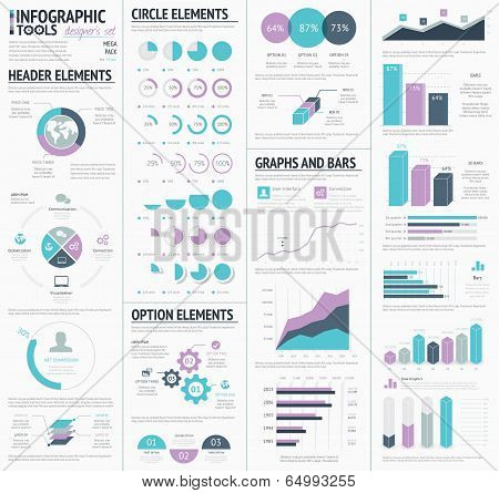 Huge infographic vector elements designers set