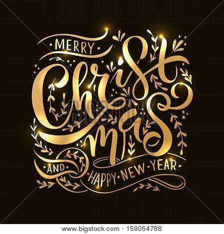 Lettering 'merry Christmas' For Christmas/new Year Greeting Card, Invitation Template