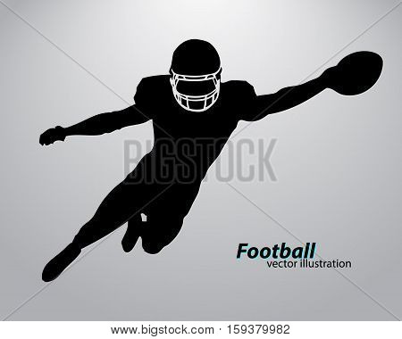 silhouette of a football player. Background and text on a separate layer, color can be changed in one click. Rugby. American football