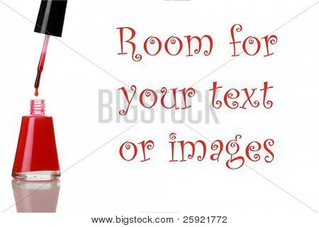 Red fingernail polish isolated on white with room for your text or images