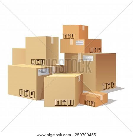 Many Cartons, Boxes Of Different Size, Pile Of Package