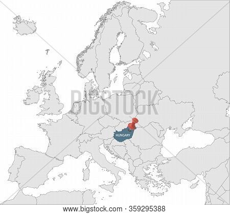 Map Of European Union With The Identication Of Hungary. Map Of Hungary. Political Map Of Europe In G